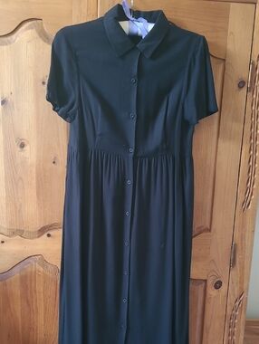 Dr. Martens Black Button-Front Collared Maxi Dress